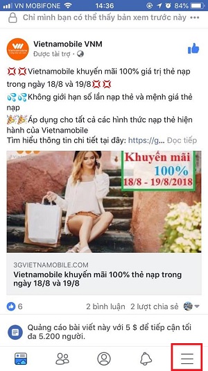 an thoi gian dang online facebook tren dien thoai iOS