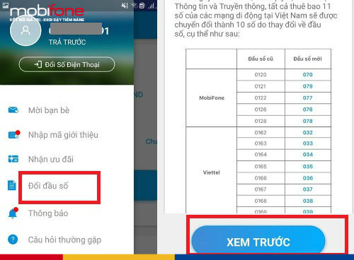 doi 11 so thanh 10 so mobifone