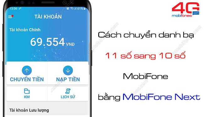 Cách chuyển danh bạ 11 số sang 10 số MobiFone bằng MobiFone Next