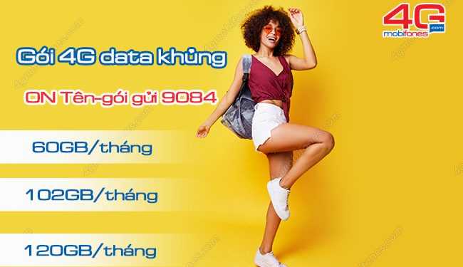 Các gói 4G data khủng MobiFone 60GB, 102GB, 120GB mỗi tháng