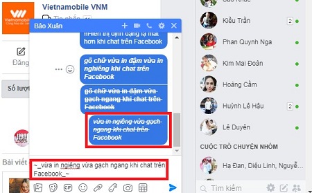 Bi quyet go chu in dam in nghieng gach ngang khi chat tren facebook sieu don gian