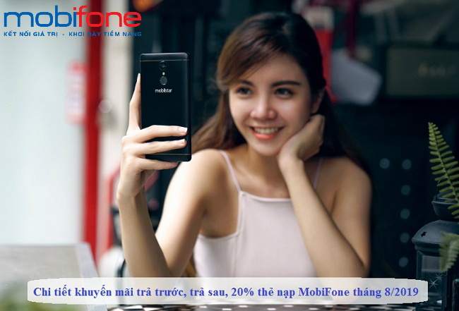 khuyen mai tra truoc tra sau 20 the nap mobifone thang 8 2019