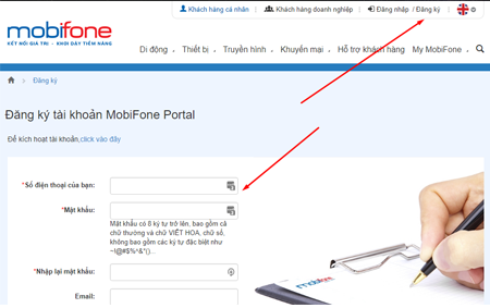 huong dan dang ky tai khoan mobifone portal