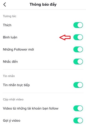 tat thong bao tik tok tren iphone