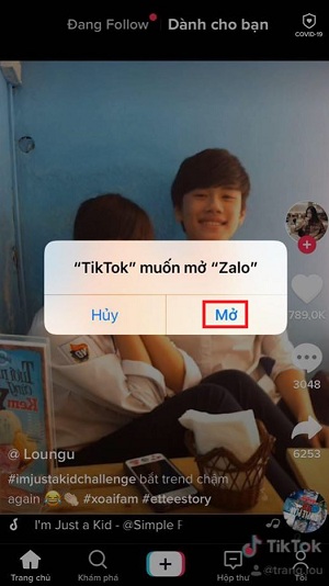 chia se video tiktok len zalo nhanh