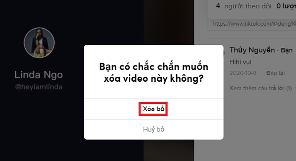 xoa video tiktok tren may tinh nhanh