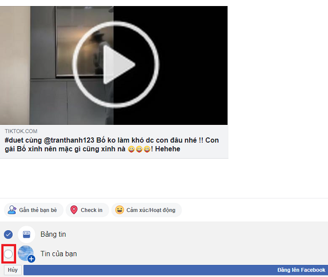 cach chia se video tiktok len story facebook tren may tinh nhanh
