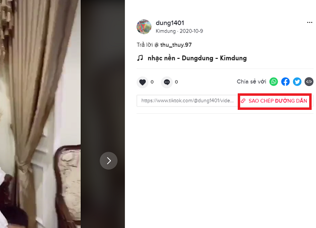  sao chep link video tiktok nhanh