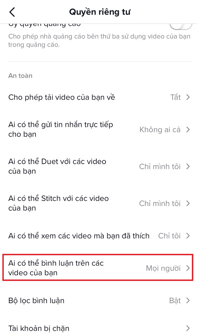 gioi han binh luan tren tiktok don gian