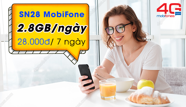 Gói SN28 MobiFone chỉ 28k nhận 19.6GB mừng sinh nhật nhà mạng