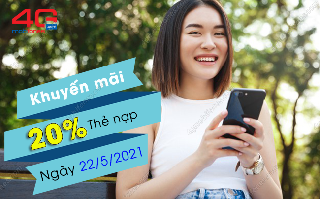 mobifone khuyen mai 20 the nap ngay 22 5 2021