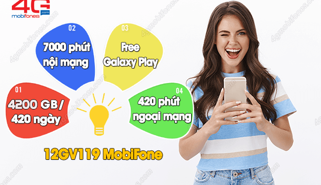 Thả ga lướt web + gọi điện khi đăng ký gói 12GV119 MobiFone