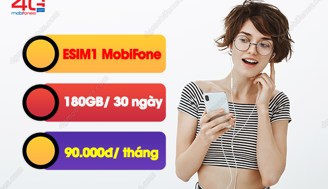 Đăng ký gói 4G ESIM1 MobiFone 90k có 180GB dùng 30 ngày