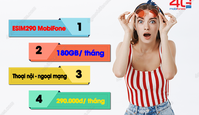 Đăng ký gói ESIM290 MobiFone nhận 180GB + FREE thoại suốt 30 ngày