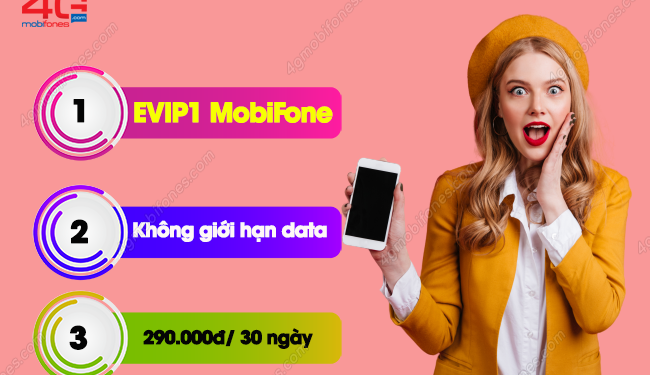 Gói khuyến mãi EVIP1 MobiFone ưu đãi không giới hạn data