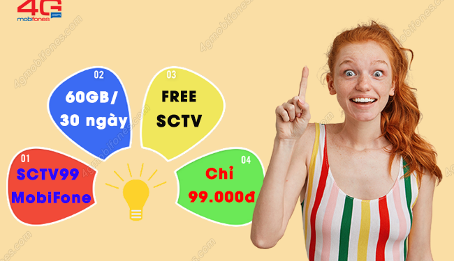 Gói Trùm data SCTV99 MobiFone tặng 60GB, FREE SCTV chỉ 99k